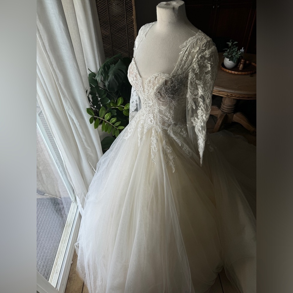 NWT GLS by Gloria GL1804 Lace Long Sleeve Wedding Dress Bridal Gown Ivory